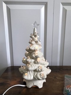 Lighted White Ceramic Christmas Tree