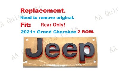 Gloss Black Red Rear Tailgate Jeep Emblems Badge 2021 & Up Grand Cherokee 2 Row