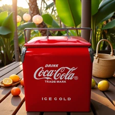 Coca-Cola 14Qt Classic Red Vintage Cooler Box, Essential for Camping Picnics