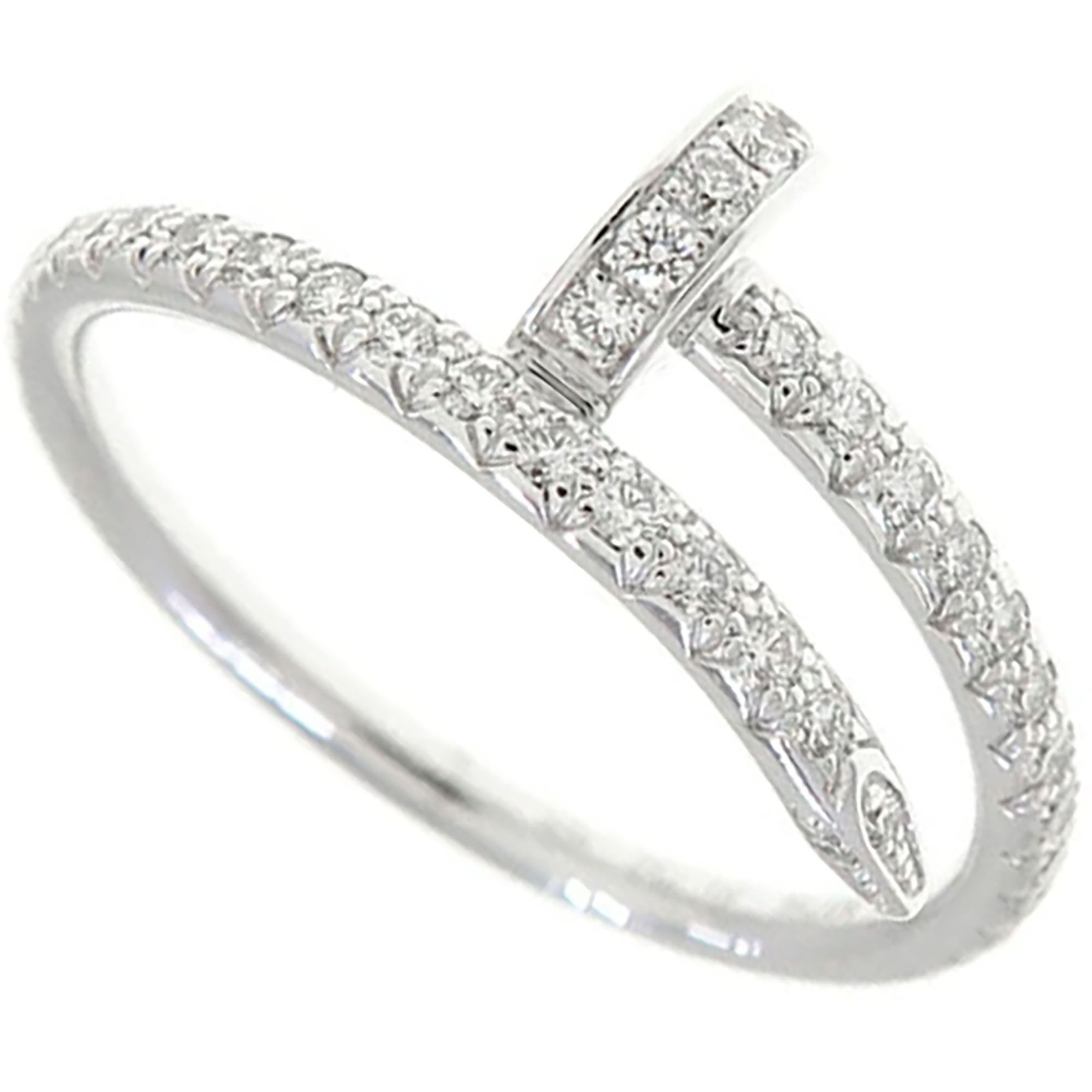 Cartier Juste Un Clou Diamond Ring size US5.5 EU50 18k White Gold Auth #3297