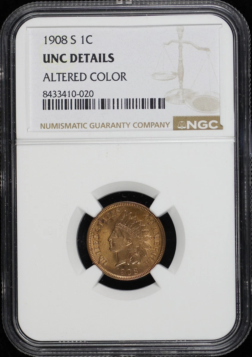 San Francisco 1908 Year Indian Head Small Cents (1859-1909) for