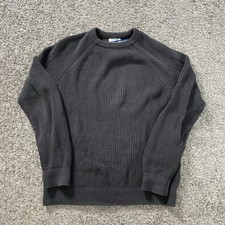 Image of Old Navy Sweater Mens Medium Gray Chunky Ribbed Fisherman Knit NWOT 100% Cotton 