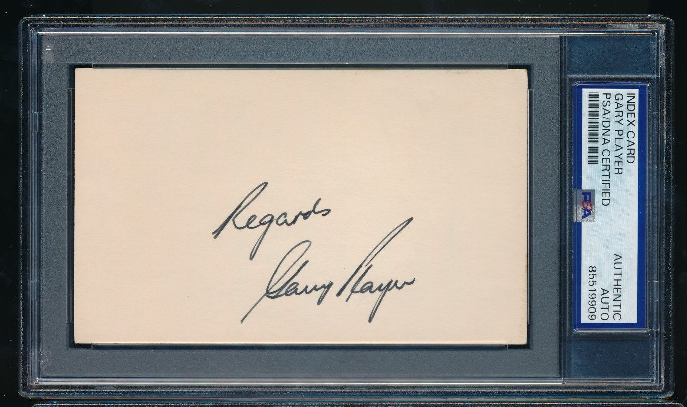 Gary Player Autographed Signed 3x5 index card auto PSA/DNA crisp sharpie 