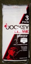 Vintage Jockey Classic White Briefs 42" 1987 3 Pack Style 9007 Made In USA NOS