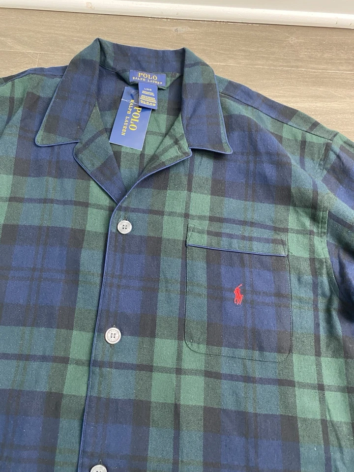 Conjunto de pijama Polo Ralph Lauren para hombre L/xl franela a cuadros verde 2 piezas ropa de dormir Foto 4 de 4