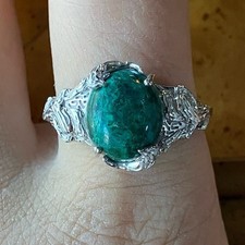Natural Chrysocolla Sterling Silver Ring Size 10
