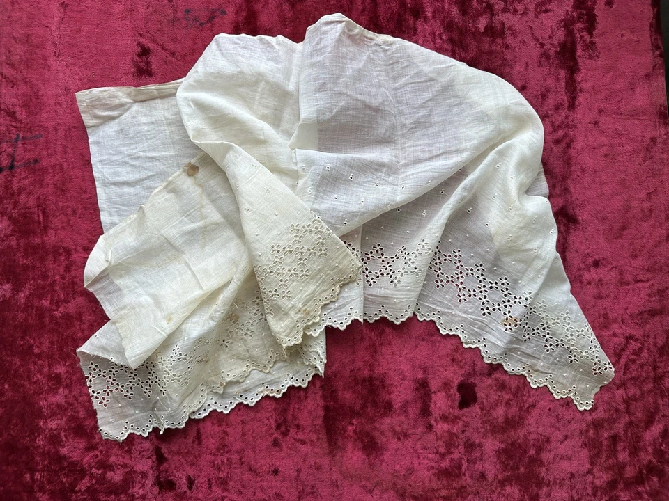 150 Cm Broderie Sur Mousseline Ancienne - Photo 4/4