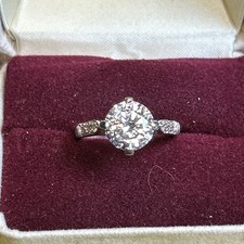 Cubic Zirconia 925 sterling silver Ring Size 8/Band 2.5mm/stone 9mm