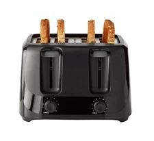 Mainstays 4-Slice Toaster Black with 6 Shade Settings and Removable Crumb Tray
