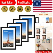 Durable 4-Pack Black Frames with Plexiglass - Showcase Your Memories Stylishly