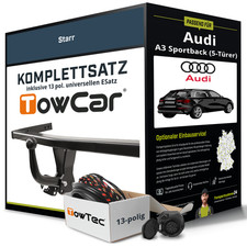 Für AUDI A3 Sportback Typ 8V Anhängerkupplung starr +eSatz 13pol uni 13- NEU