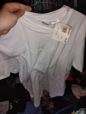 bobbie brooks 14/16w stretch 34/36 nwt women's mock neck white tee