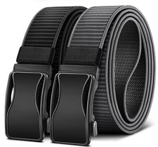 BULLIANT Mens Ratchet Belt 34"-40"Waist Adjustable, Black/Gray1877