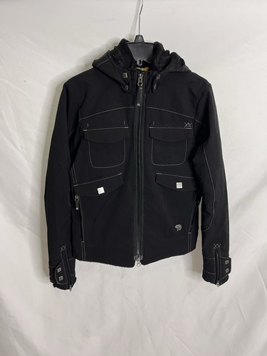 Women’s Mountain Hardwear Moto Style Hooded Jacket Black Size Small Full Zip
