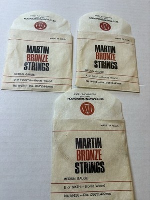 Vintage Martin Bronze Acoustic Guitar Strings Lot 3 Medium Gauge USA