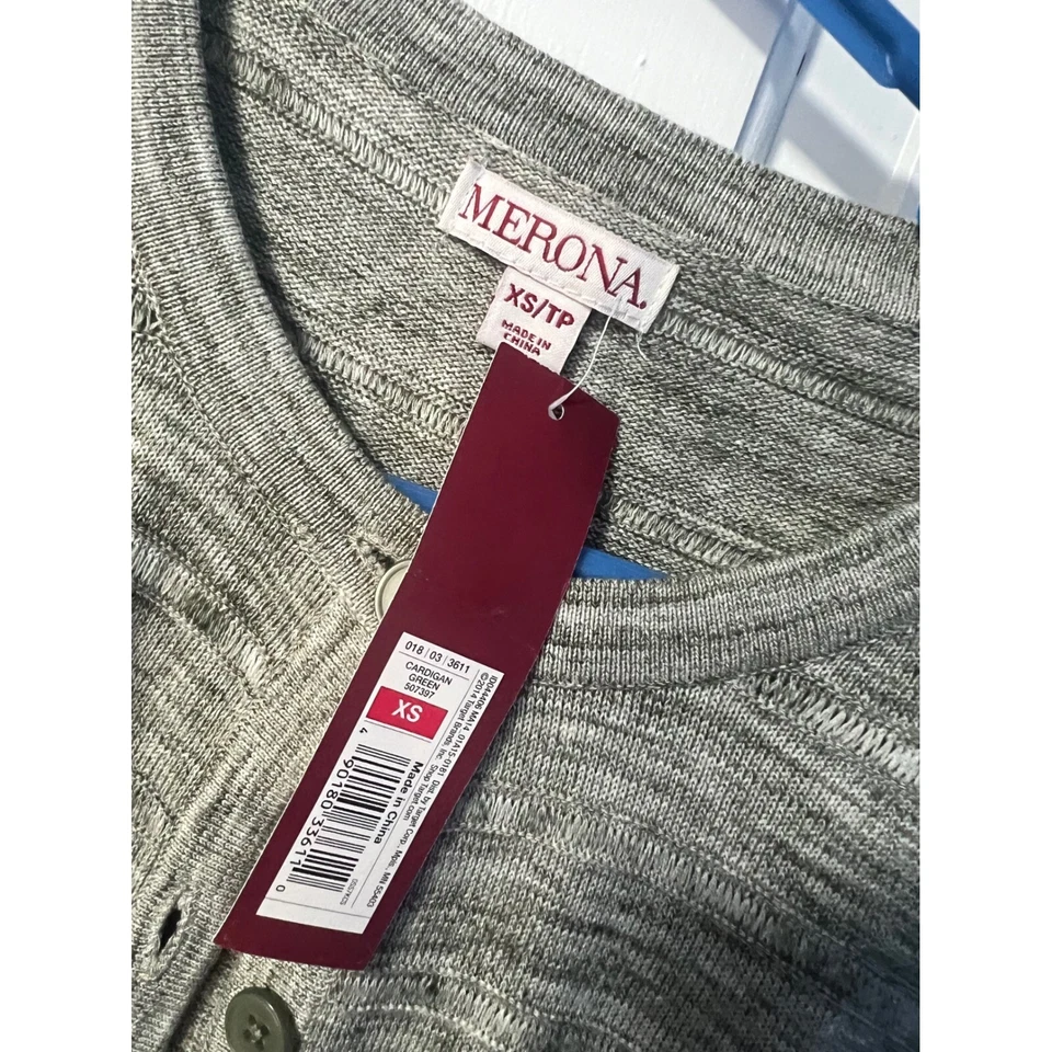 Cárdigan Suéter Tejido Botón Frontal Ligero Verde Oliva XS Merona Foto 4 de 4