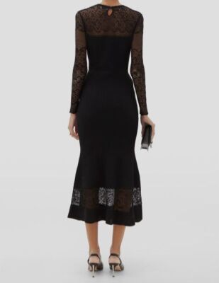 $2840 Alexander McQueen Women's Black Lace And Ribbed Silk