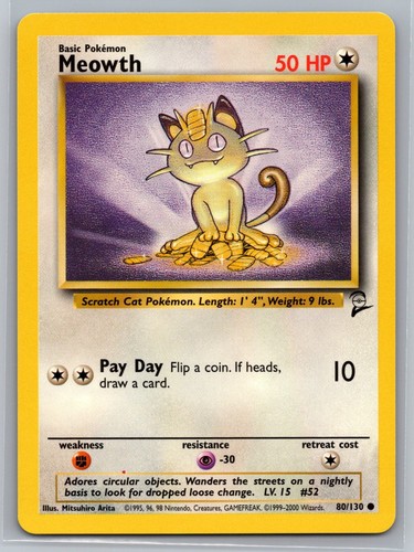 Meowth #80 NM Base Set 2 Pokémon TCG - Photo 1/2