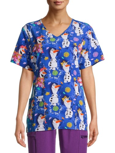 Scrubstar Women's Seasonal Print Mock Wrap Medical Scrub Top - Picture 3 of 4
