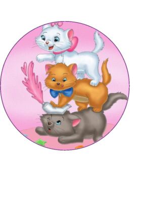  7,5 Aristocats Zuckerguss Tortenaufleger personalisiert mit jeder Nachricht.