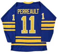 Gilbert Perreault Blue Buffalo Sabres #11 HOF 90 Signed Custom XL Jersey JSA