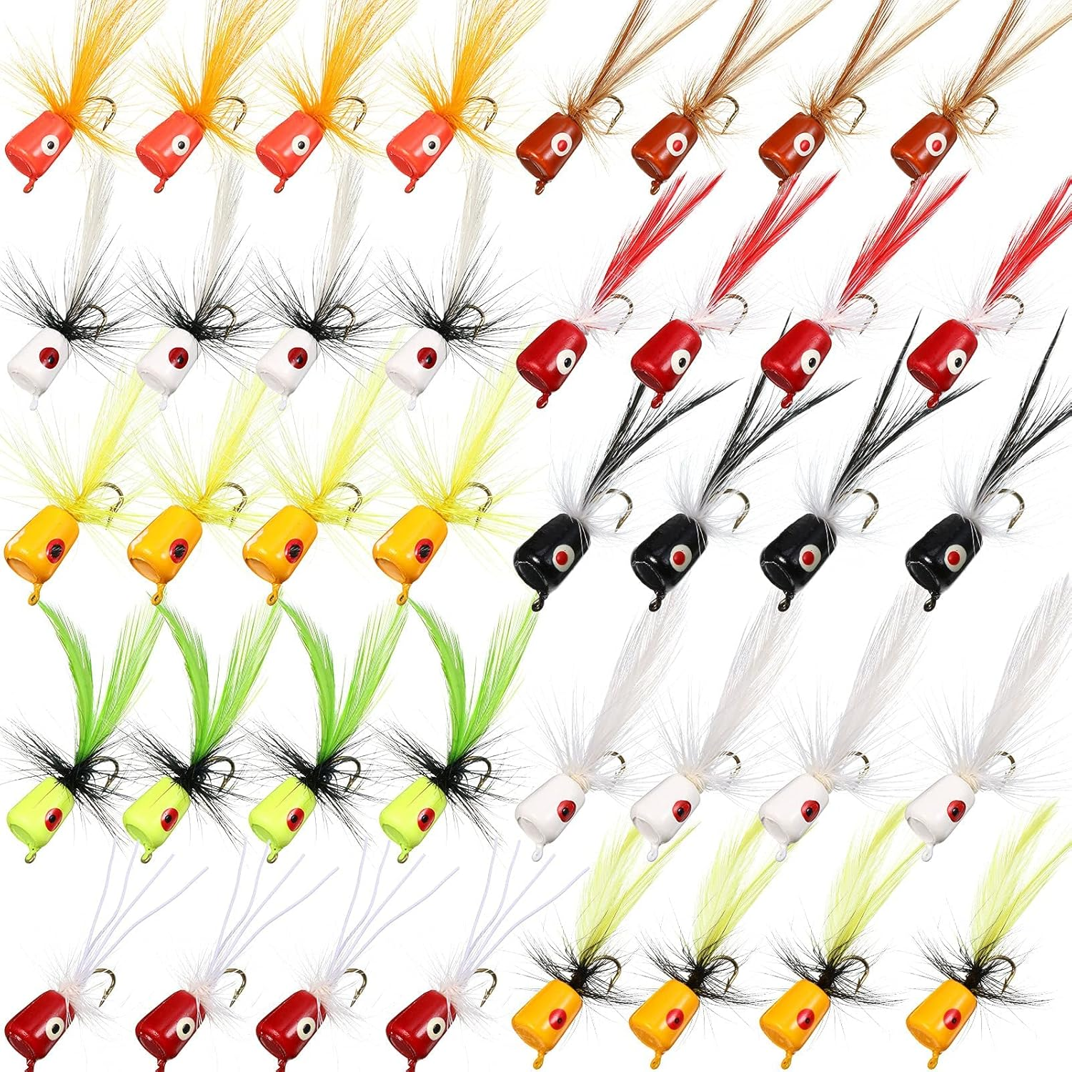 Panfish Popper Dry Flies - Fly Fishing Lures for Trout Bass