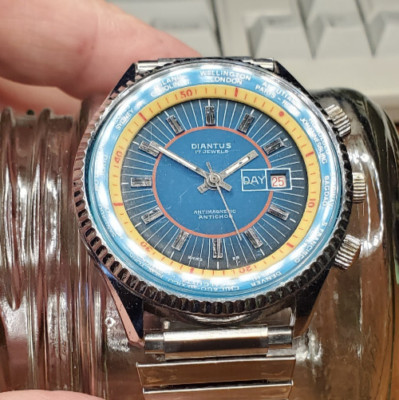 DIANTUS Worldtimer Swiss EB kultige schweizer Uhr, schätzungsweise aus 70ern