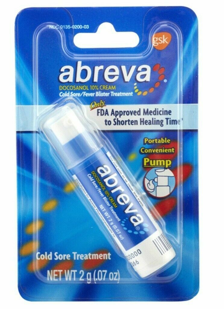 2 PACK!! Abreva Cold Sore/Fever Blister Treatment, Pump EXP. 06/2024