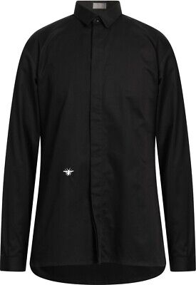 DIOR Homme Men Black Cotton Collar Bee Embroidered Button Up DIOR Homme Men Black Cotton Collar Bee Embroidered Button Up