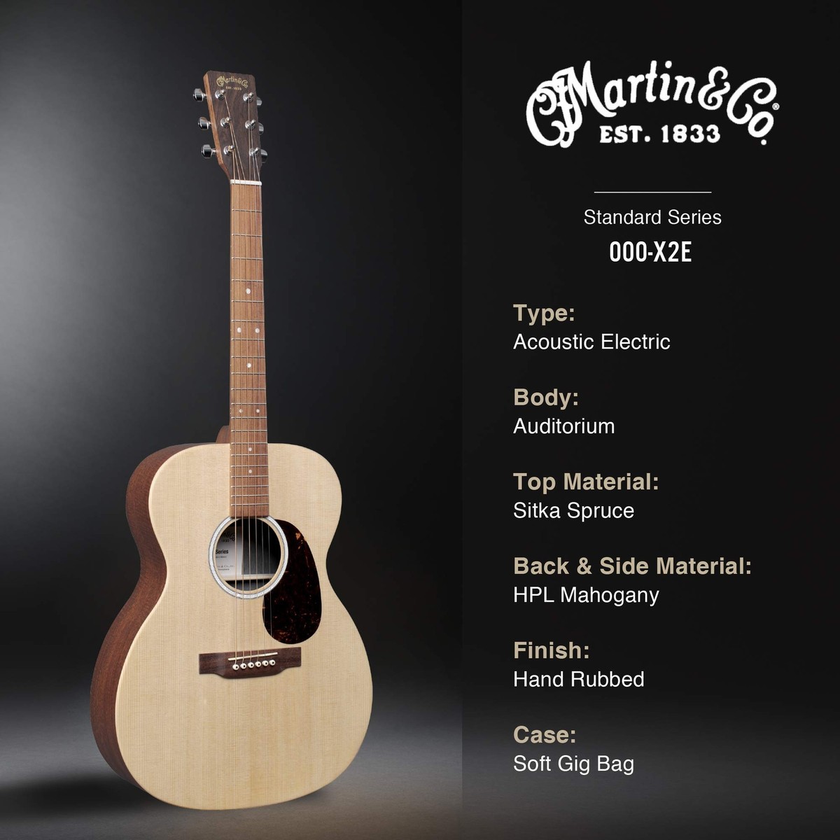 Martin 000-x2e Sitka Spruce Acoustic-electric Guitar Natural