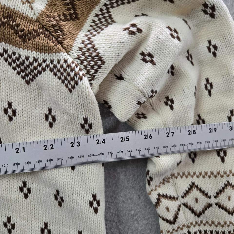 Chaps Women Sweater 2X Brown Geometric Aztec Knit Hoodie Long Sleeve Pullover - Image 4 of 4