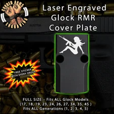 Girl with Gun - Laser Engraved RMR Cover Plate for Glock 19 17 23
