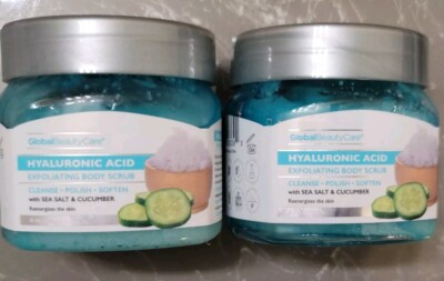 (2)Global Beauty Care Hyaluronic Acid Exfoliating Body Scrub, 6 Oz Each