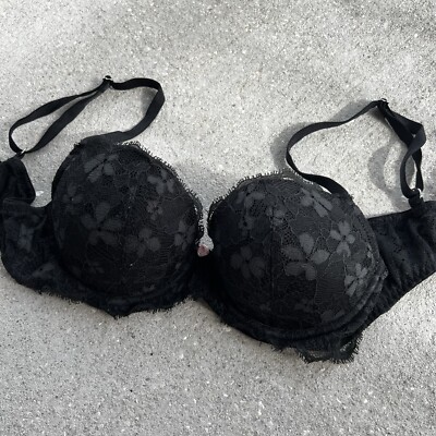 Victoria s Secret Dream Angels Lined Demi Black Lace Gothic Bra ~ Size 34B