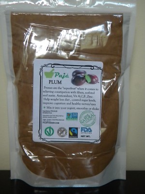 PLUM PRUNES FRUIT POWDER 16oz 1lb natural laxative, fibers, vit C - PAJE  