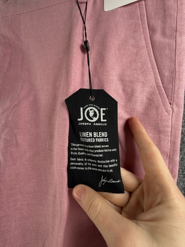 NWT Joesph Abboud Pink Linen Cotton 40x30 Pants Slim Fit Flat Front Raspberry - Picture 10 of 18