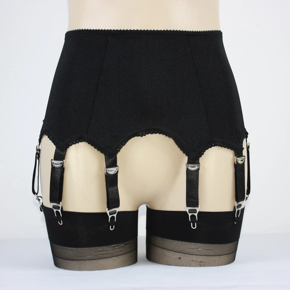 Alacki Retro Style 8 Straps Garter Belts Plain Color Suspender Belt Underwear - Image 3 of 4