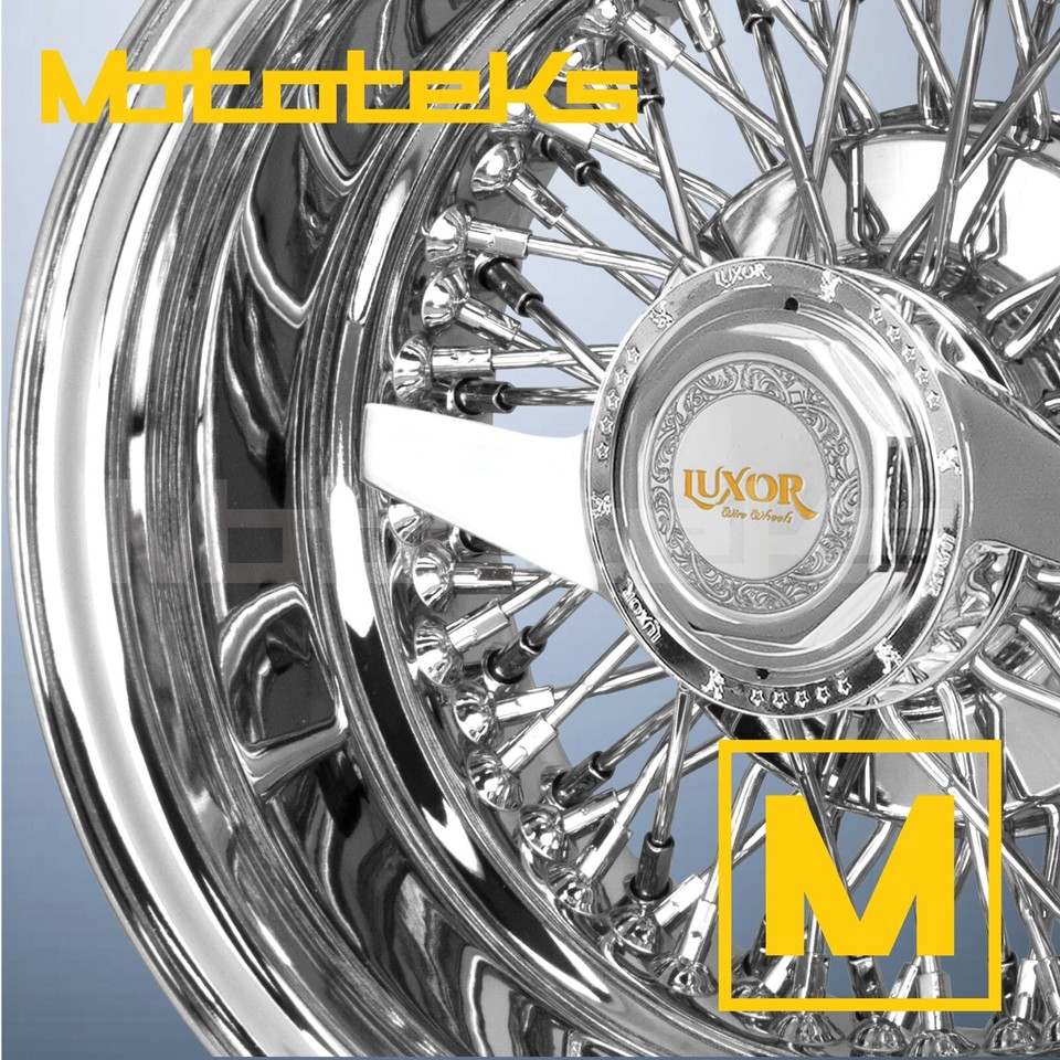 14X7 LUXOR WIRE WHEELS 72 CROSS REV RIM CHROME SINGLE 1 PIECE WHEEL SET ...