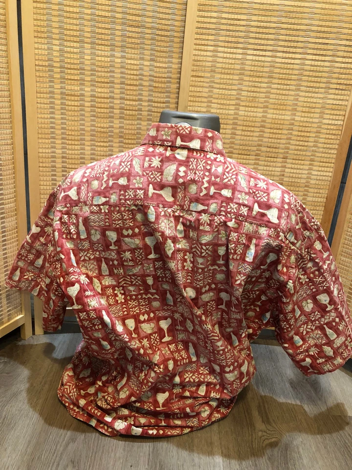Campia Moda Hawaiian Button Up Aloha Shirt 100% Cotton Vintage Red XL H127 - Image 4 of 4