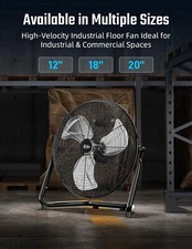 Commercial High Velocity Industrial 12-30"Drum 3Speed Adjustable Floor Fan Quiet