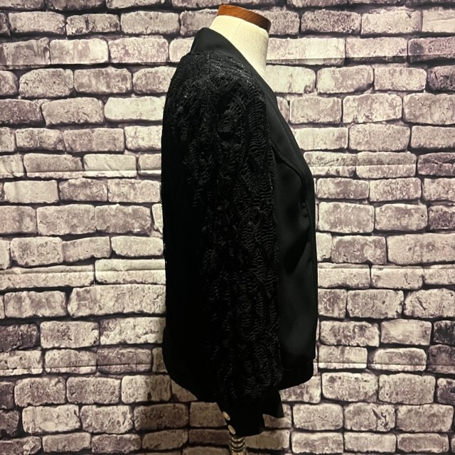 Cache Black Solid/Lace Jacket Size 8 Long Sleeves… - image 8