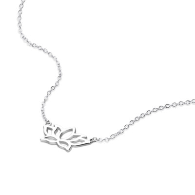 925 Genuine Sterling Silver Simple Dainty Lotus Flower Pendant Chain  Necklace