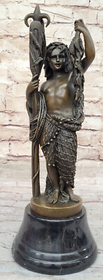 Detailed Craftsmanship Fine Art Hunter Fisherman Bronze Statue Home Office