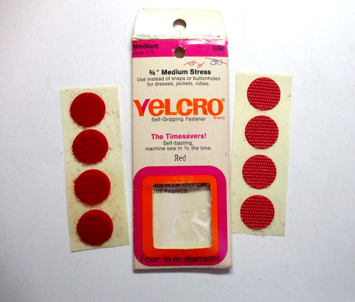 Textron Velcro Brand Red 3/4" Hook Loop Medium Stress Dots Sewing Supply Vintage