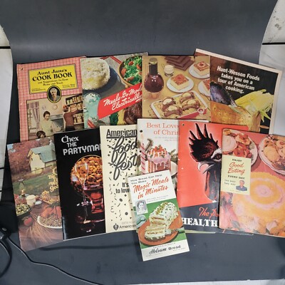 Lot 10 Vintage Cookbooks Pamphlets Booklets Vintage Rare Chex Aunt Jane
