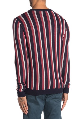 HEDGE Strickpullover mit Streifenmuster Herren Farbe: BRI rot weiß schwarz Größe: Large - Bild 2 von 2