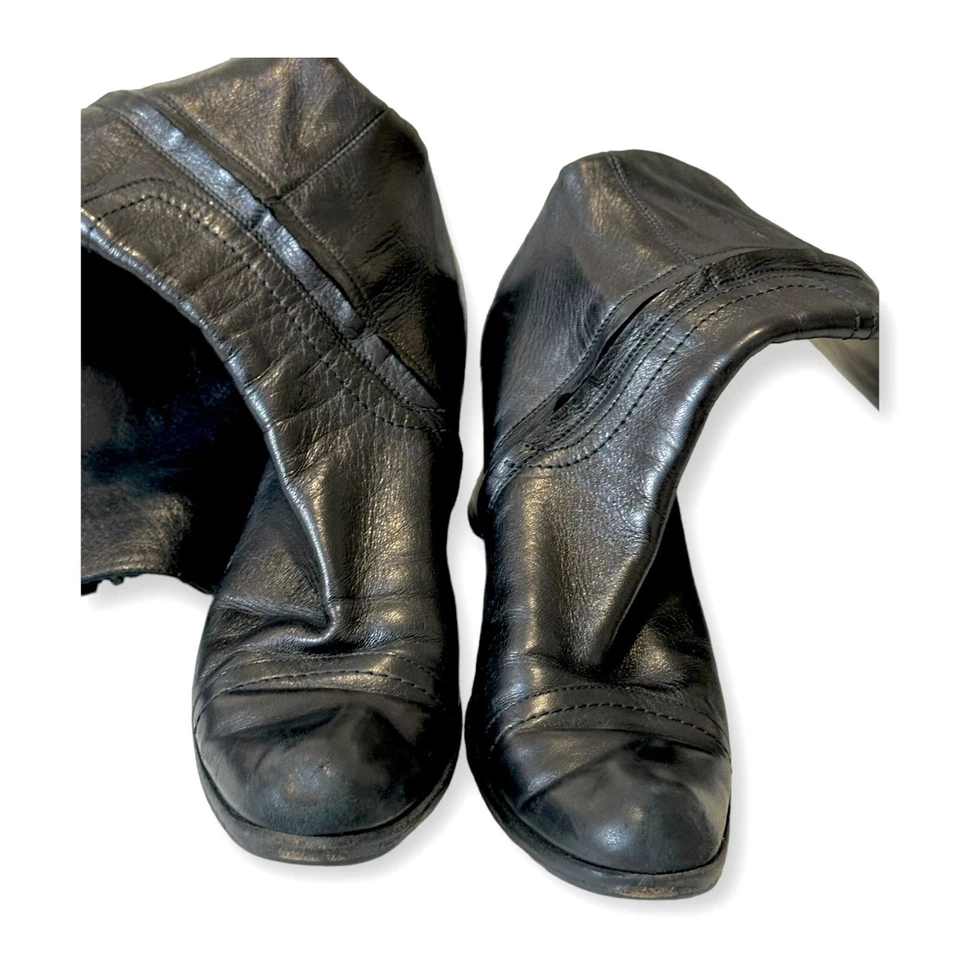 Vintage Disfraz Nacional Botas de Cuero Hasta la Rodilla Negras, Tacón Bloque, Talla 385 EU, Foto 4 de 4