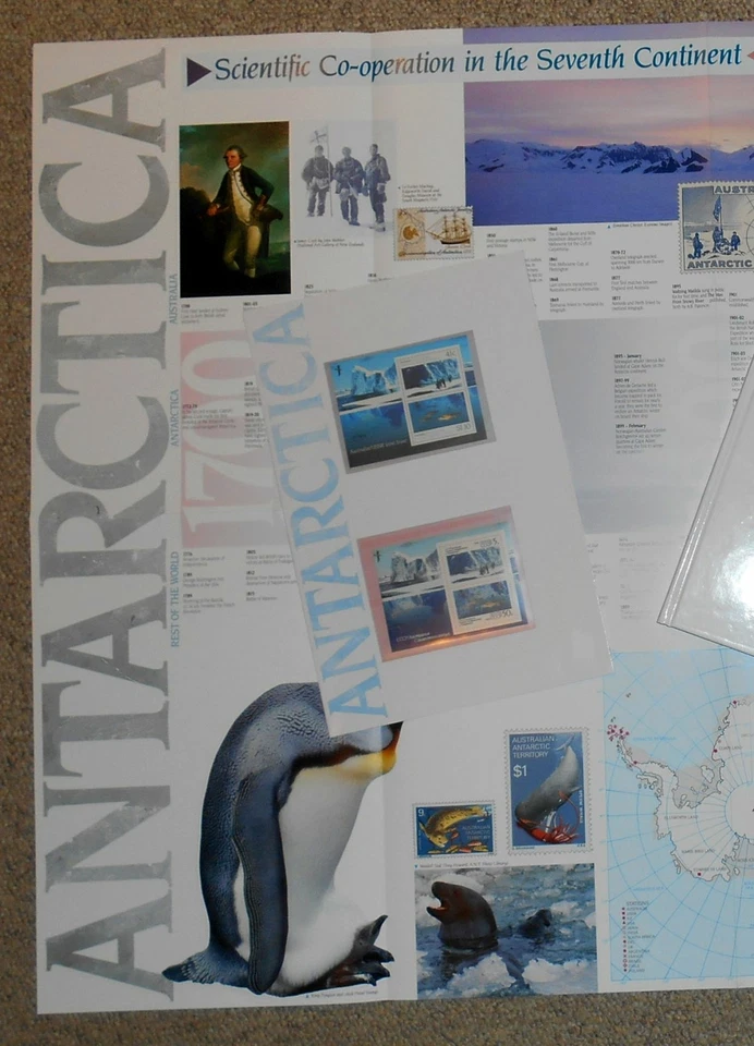 Antártida Australia y Rusia SG 1261-1262 1990 mapa, libro, sellos como nuevos Foto 3 de 4