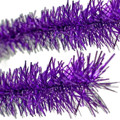 Metallic Purple Tinsel Garland 30FT Length 3IN Width Christmas Tinsel Brush - Picture 4 of 4
