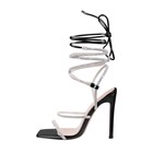 Women's Rhinestone Lace Up Stilettos Gladiator High Heel Square Toe Sandals US9 — photo 2
